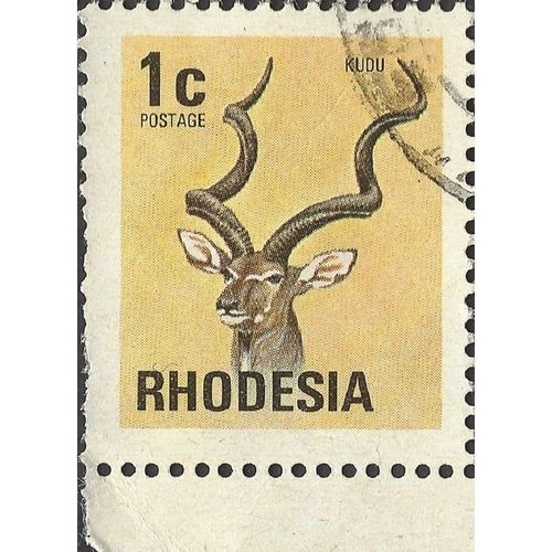 RHODESIA, MAMMALS, Kudu, beige 1974, 1c, #3