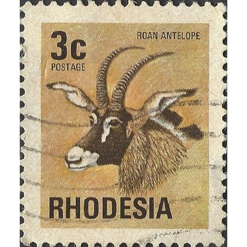 RHODESIA, MAMMALS, Roan Antelope, brown 1974, 3c, #3