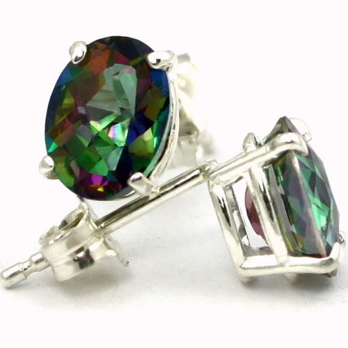 Mystic Fire Topaz, 925 Sterling Silver Post Earrings, SE002