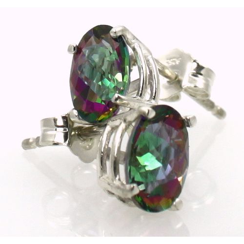 Mystic Fire Topaz, 925 Sterling Silver Post Earrings, SE002