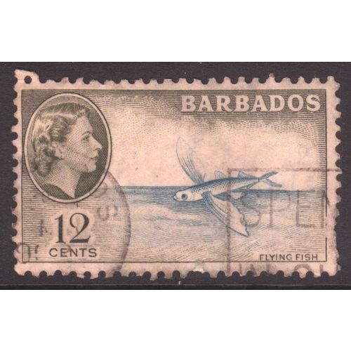 Barbados 1950 - SG329 - 12c blue & olive - Flying Fish - used