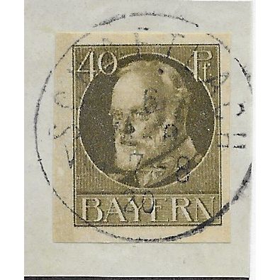 GER (BAVARIA) 1914 40pf KING LUDWIG III' (IMPERFED) FINE USED (EBID65-424)