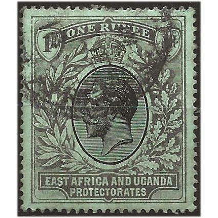 East Africa & Uganda Prot 1912 SG53 1 Rupee Black/Green Good/Fine Used .. ..