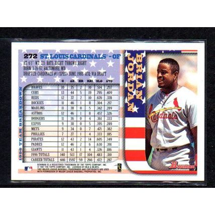 1997 Bowman International Brian Jordan - Card # 272