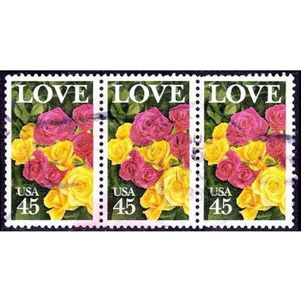 USA 1988 Love Roses 3 x 45c Used Stamps