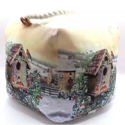 Winter Robins Door Stop Fabric 30 CM With Rope Handle Gift Home Decor Door