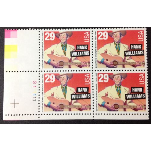 US Stamp #2723 mint: 1993 29c Hank Williams - plate block MNH