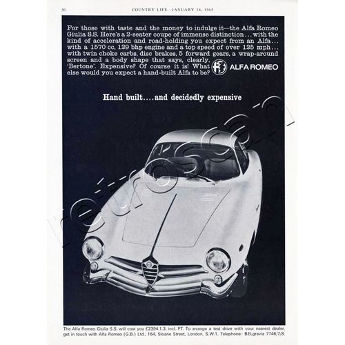 1965 Alfa Romeo Giulia Full Page Vintage Magazine Car Advert