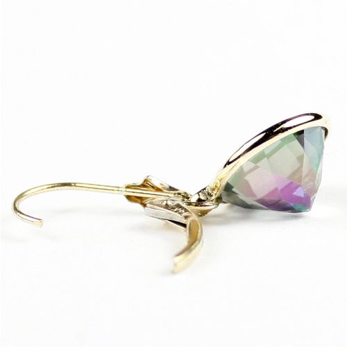 Mystic Fire Topaz, 14KY Gold Leverback Earrings, E211