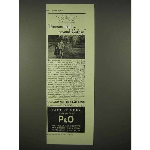 1937 Cunard White Star P&O Cruise Ad - Beyond Cathay