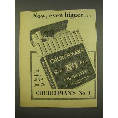 1956 Churchman's No. 1 Cigarettes Ad - Even Bigger