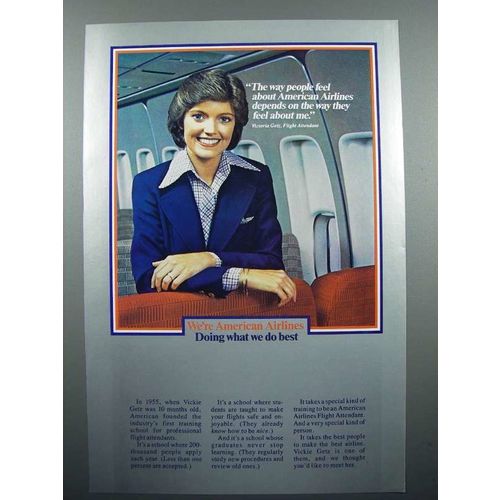 1980 American Airlines Ad - Stewardess - People Feel