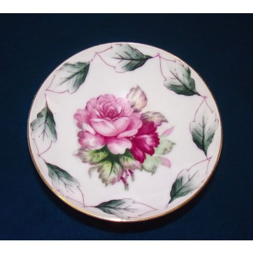 Lefton pink rose mini compote pedestal dish vintage great condition