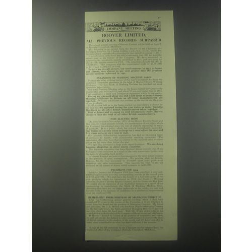 1954 Hoover Limited Ad - Company meeting hoover Limited. All previous records