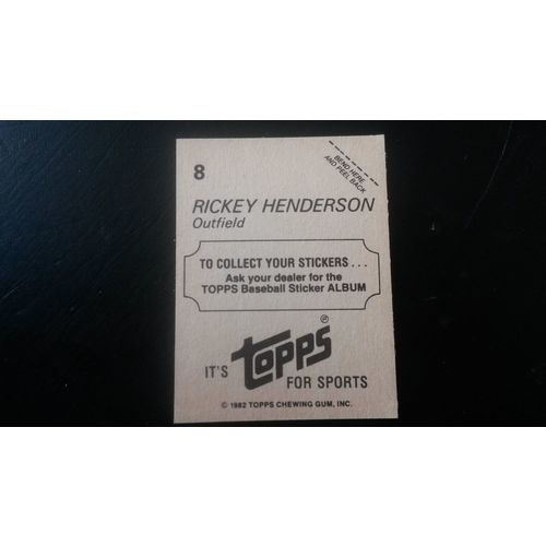 1982 Topps Stickers Card # 008 Rickey Henderson Excellent (5) Oakland Athletics