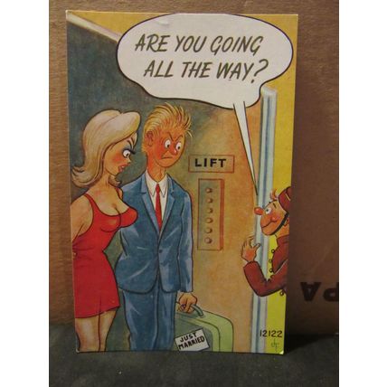 SAUCY SEASIDE POSTCARD unused Brook Pubs. Co, no 12122 just married comic humour