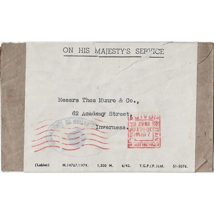 GB 1942 OHMS with war Economy Label from Department of Health