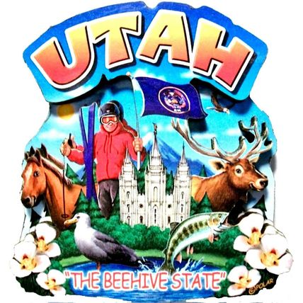 Utah The Beehive State Artwood Montage Fridge Magnet