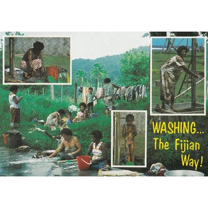 Washing The Fijian Way Fiji Tribe Postcard