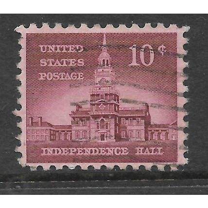 USA 1956 10c BROWN PURPLE INDEPENDENCE HALL SG 1043 FINE USED#