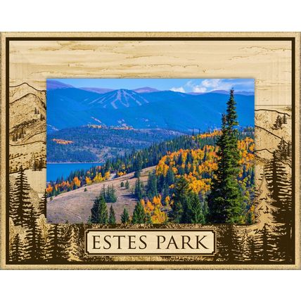 Estes Park Colorado Mountain Laser Engraved Wood Picture Frame Landscape (4x 6)