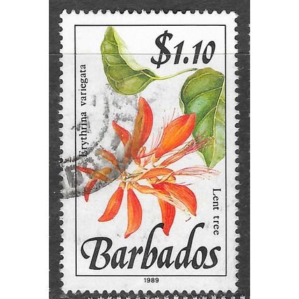 BARBADOS 1989 LENT TREE BLOSSOM LEAVES $1.10 USED