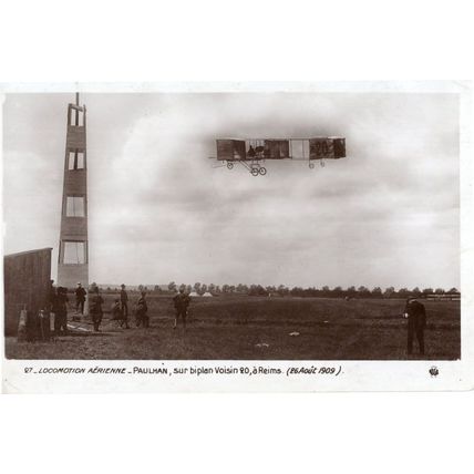 Paulman Aerienne Locomotion Reims French Plane OId Real Photo Postcard