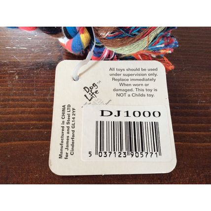 X4 Dog Life 100% Cotton Rope Bones Medium 2 Knot - Puppy Toy Chewing Pulling
