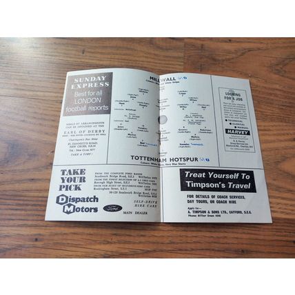 1967 FA Cup 3rd Round - Millwall vs Tottenham / Spurs ** FREE P&P **