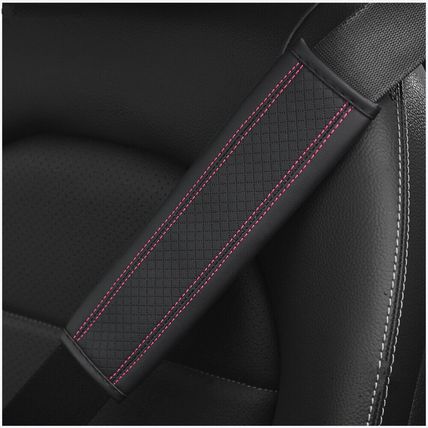 Strap Pad Shoulder Comfort Cushion Harness 2PCS PU Leather Car Seat Belt Cover