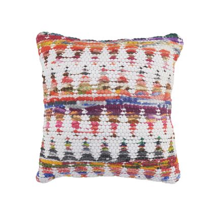 20" X 20" White Red Green Blue Yellow And Orange 100% Cotton Geometric Zipper...