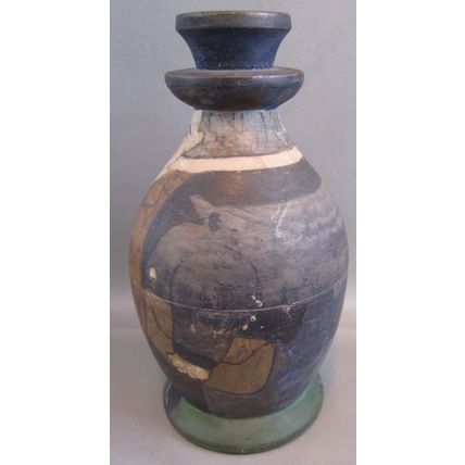 RARE Antique Painted Man Wooden TREENWARE TOBACCO TEA JAR CONTAINER PRIMITIVE