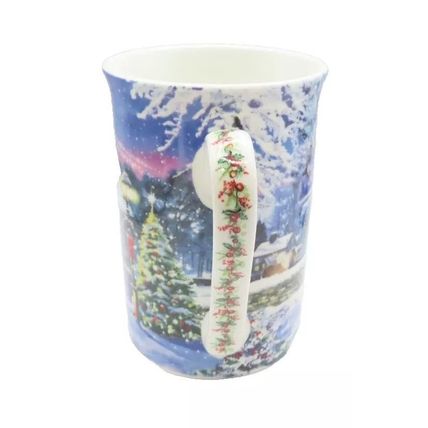 Christmas Scene Mugs & Coaster Set (Set of 2) Ceramic Tableware Festive 10.5 CM