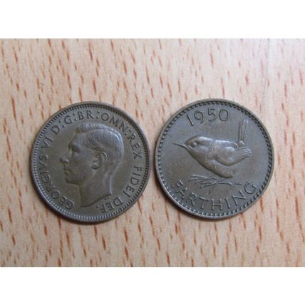 GB 1950 George VI Wren Farthing Coin