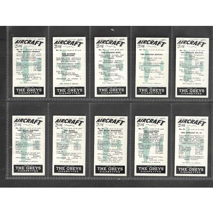 UNITED KINGDOM TOBACCO (Greys Cigarettes) - Aircraft - 1938 - Set of 50 - G/VG.