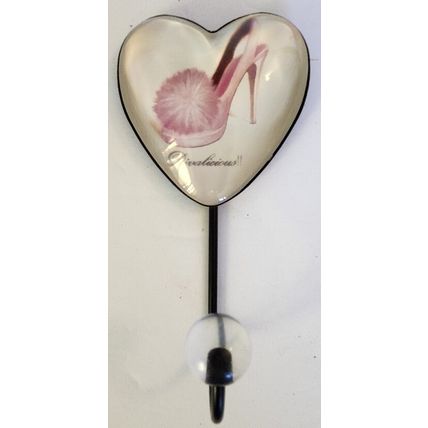 3 Glass Pink Fashion Heart Wall Hooks Chic/Glamour/Diva/Princess Home Decor