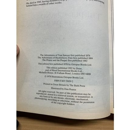 1978 MARK TWAIN "TOM SAWYER/HUCK FINN/PRINCE PAUPER" ILLUSTRATED HB BOOK (P4)