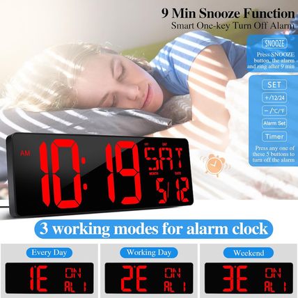 Large Digital Wall Clock with Remote Control 17.2" LED Large Display Timer with