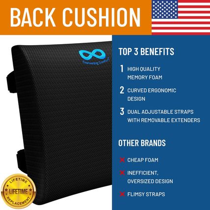 Everlasting Comfort Lumbar Support Pillow for Car Seat - Memory Foam Back Cushio