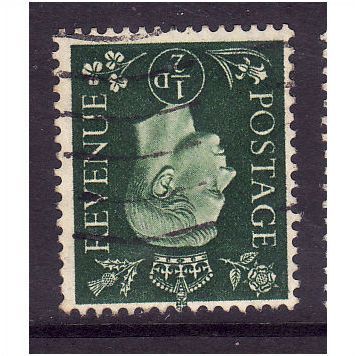 GREAT BRITAIN 1937 SG462i 1/2d GREEN WMK INVERTED FINE USED #2