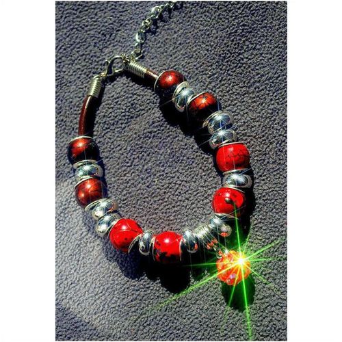 Leatherette Bracelet Disco Ball Charm European Beads Jewellery 1960