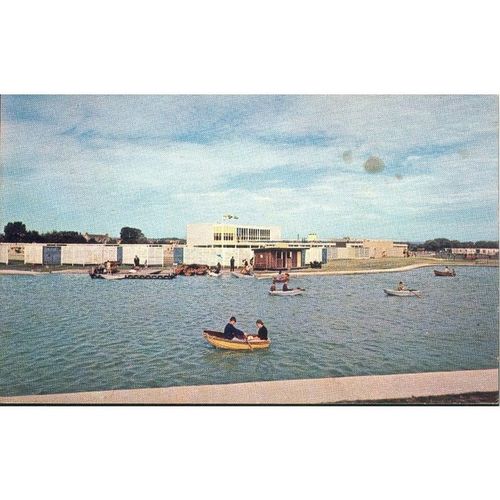 Vintage Plastichrome PC 1968 - Boating Lake, Holimarine, Burnham-on-sea Somerset