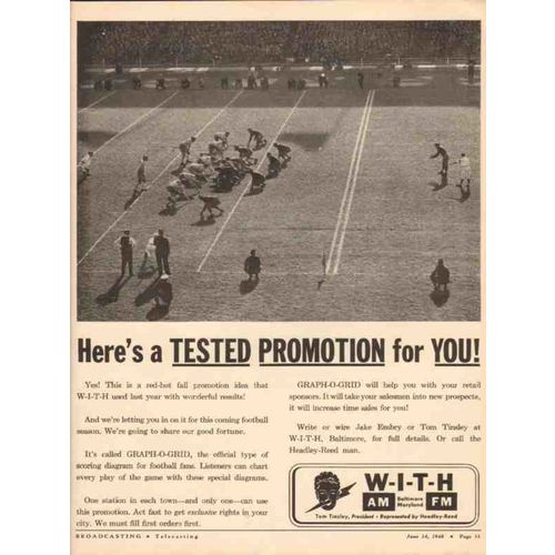 with 1948 baltimore md am fm radio station media promotion vintage ad