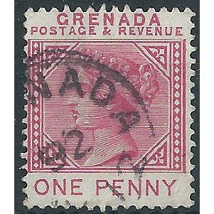 Grenada 1887 SG40 1d Carmine Fine Used....