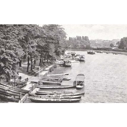 River Dee Suspension Bridge Chester 1930s Postcard EX