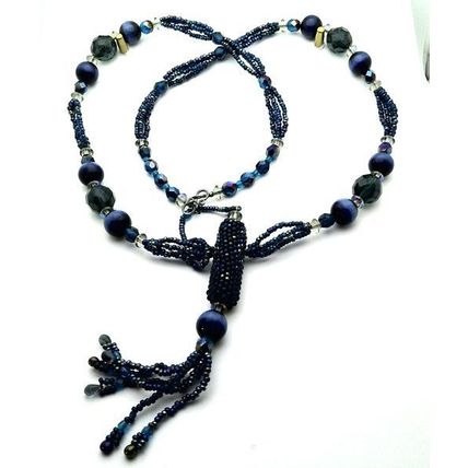 Dark Blue Beaded Aroma Therapy Vial Necklace 1
