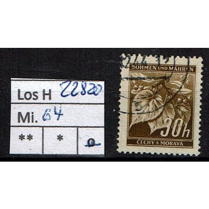 Los H22820: Böhmen & Mähren Mi. 64, gest.