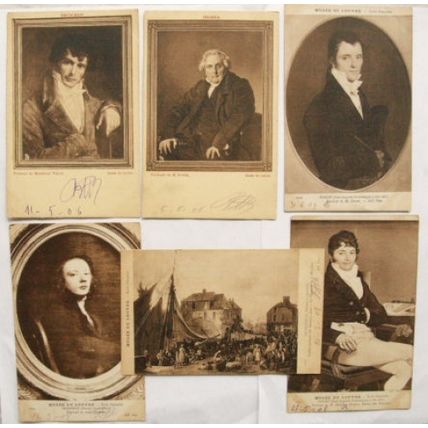 6 vintage French postcards Paintings in the Louvre
