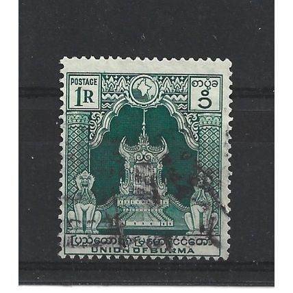 Burma.SG110 1r Lion Throne (Green).Fine Used.Jul25c