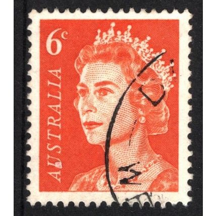 AUSTRALIA 1970: QUEEN ELIZABETH II DEFINITIVES - 6c ORANGE USED (G2)
